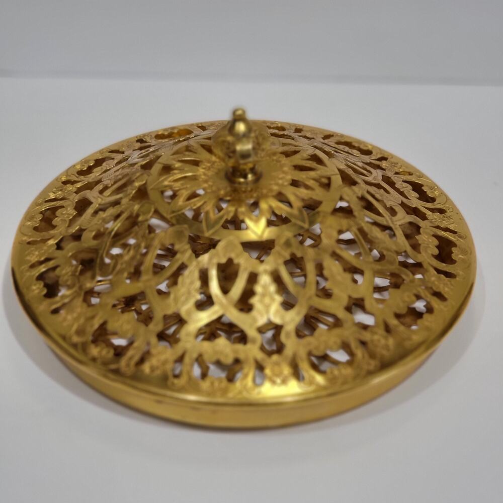 Antique BRASS on Silver Plate Flower Frog Flower Arranger 8” Diameter